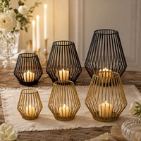 Lanterne en fer diamantée, porte-bougie en fil métallique pour table à manger, décoration de mariage et de maison
