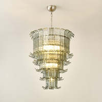 Simig Lighting Lustre moderne en feuille de palmier de Murano au design italien dans une suspension en cristal de verre de Murano pour chambre à coucher