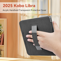 Housse magnétique transparente en acrylique et cuir pour tablette Kobo Libra 2024, 7 pouces, avec fonction veille/réveil automatique et dragonne