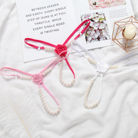 Sous-vêtement string de massage perlé à taille basse, entièrement transparent et sexy, à fleurs de rose, sous-vêtement pour femme, révélateur de chaleur