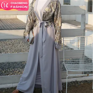 Kimono musulmán Maxi informal para mujer, caftán Abaya de fantasía con borlas y lentejuelas 1788