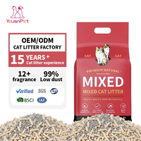 Échantillons Gratuits Usine OEM ODM Vente en Gros 100% Naturel Litière Agglomérante Mixte Bentonite et Tofu pour Chat