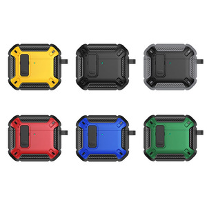 Étui de protection robuste en fibre de carbone pour <span class=keywords><strong>AirPods</strong></span> 4, <span class=keywords><strong>AirPods</strong></span> 1, 2, 3 / Pro 3, 2, avec crochet, en TPU et PC - Product Image 6