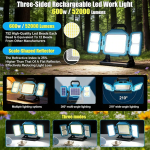 Alecter Solar APH-L158 4100K Neutral White <b>Work</b> <b>Light</b> Rechargeable Foldable IP65 Waterproof 360 Lighting TUV Certified 8-12h - Product Image 2