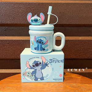 Vente chaude <span class=keywords><strong>Disney</strong></span> Cartoon Céramique Cadeau De Noël Tasse Paille avec Cap Personnel Café Lait Tasse pour Bureau et Maison - Product Image 5