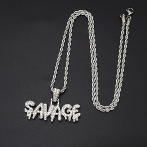 यूरोपीय और अमेरिकी व्यक्तित्व रैप डायमंड हिप हॉप प्रेमी पेंडेंट चमकदार चमकदार ट्रेंडी हार - Product Image 6