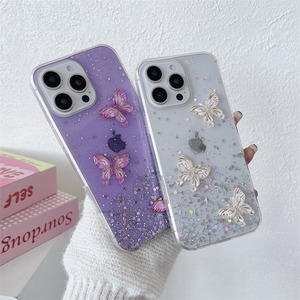 Funda trasera de TPU con purpurina transparente <span class=keywords><strong>para</strong></span> <span class=keywords><strong>iPhone</strong></span> 16 15 14 13 12 11 Pro Max 7 8 Plus X XR XS mini <span class=keywords><strong>SE</strong></span>, funda de mariposa - Product Image 4