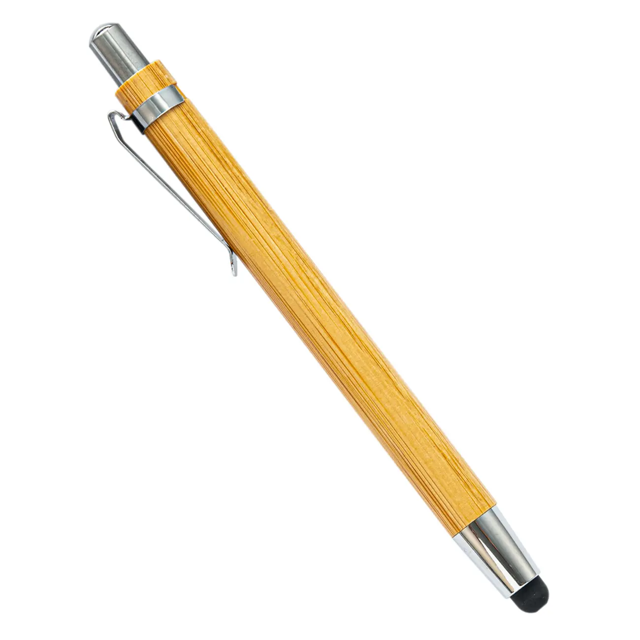 BP-108 bambu reklam ekranı dokunmatik tükenmez kalem yazdırılabilir logo basın bambu kalem