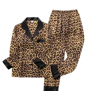 Pyjama Biologisch Pyjama Met Luipaardprint Voor Dames Satijn Vrouw Nachtkleding Superzacht