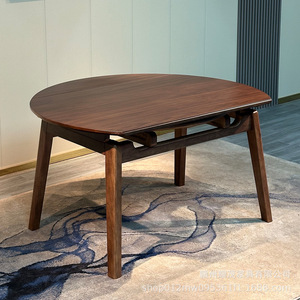 North American Black Walnut Solid <b>Wood</b> Round <b>Dining</b> <b>Table</b> <b>Extendable</b> Convertible For Home <b>Dining</b> Room - Product Image 4