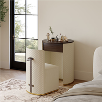Ensemble de coiffeuse en cuir de luxe de style moderne du milieu du siècle, commode pour chambre à coucher, commode pour enfants, coiffeuse antique avec miroir à vendre
