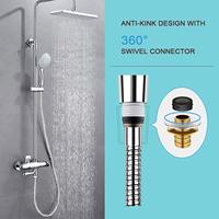 Tuyau de douche moderne en acier inoxydable, durable, argenté brillant, double verrouillage anti-torsion, flexible G1/2, pour salle de bain, SRT SD4-06, garantie 1 an