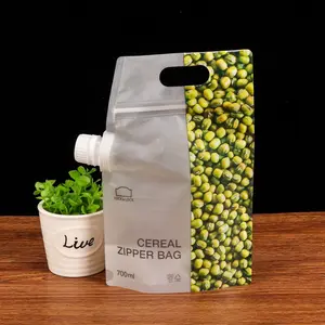 High Quality Custom Printed Standing Liquid Spout Pouches Drink Bags Low Moq Matte Cereal Spout Packaging Bags