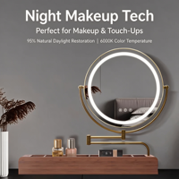 Table de maquillage pliable de style princesse avec miroir unidirectionnel, écran tactile vertical LED et éclairage réglable à trois couleurs