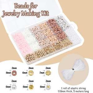 Polymer <b>Clay</b> Beads Diy Jewelry Making <b>Kit</b> 24 Compartment Boxed Bracelet Necklace Craft Supplies Set - Product Image 3