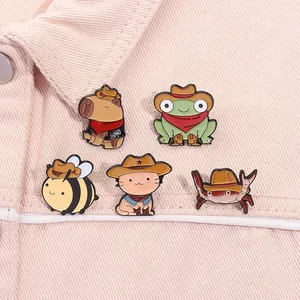 Broche de esmalte estilo vaquero occidental con diseño de dibujos animados, pin de solapa, insignia de metal, sombrero, botas, cuerno, herradura, joyería de vaquera, regalo personalizado - Product Image 1
