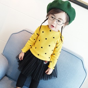 T-shirt pour filles, motif cœur d'amour imprimé, chemise à manches longues à col roulé, chemise de base pour nouveau-né, vêtements de printemps pour tout-petits - Product Image 4