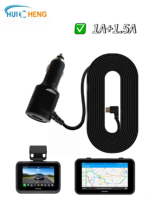 Chargeur de voiture avec câble double USB 5V 2.5A, adaptateur de chargeur de voiture filaire pour caméra embarquée, GPS et cordon d'alimentation mobile