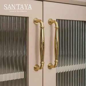 Santaya Solid PVD Gold Brass Handles Kitchen Cabinet Pulls Bedroom Wardrobe Drawer <strong>Knobs</strong> Furniture Handle - Product Image 6