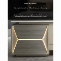 Bureau de direction moderne blanc avec panneau en bois, design élégant et simple
