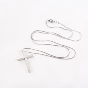yunnique <b>Cross</b> Pendant Necklace Stainless Steel Unisex Minimalist Geometric Design Long <b>Chain</b> Fashion Jewelry - Product Image 3
