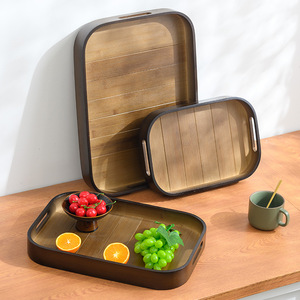Plateau de service rectangulaire en bois pour fruits et services à thé, usage domestique, salon - Product Image 2
