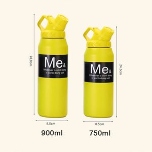 Botella de Agua de Acero Inoxidable con Aislamiento Térmico, Diseño Moderno para Exteriores, 750/950 ml, con Asa y Pajita, Personalizable con Logotipo al por Mayor - Product Image 2