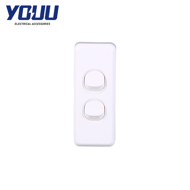 YOUU 16A 250V 2 Gang Architrave Switch with SAA Certification Supports Customized Voltage Max 10A Current