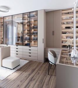 Vermonhouzz Melamine Walk in Closet <strong>Wardrobe</strong> Aluminum <strong>Slim</strong> Frame Glass Door Luxury Room Cabinet <strong>Wardrobe</strong> - Product Image 1