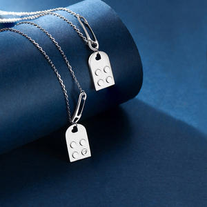 Kreative Puzzle Herz Anhänger Paar Halskette Bausteine 2-in-1 Nähen Herzförmige Anhänger Halskette Set für Liebhaber - Product Image 4