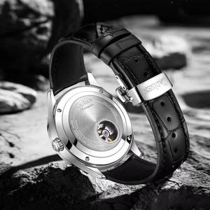 Cadisen Mens Business <b>Watch</b> Manual <b>Mechanical</b> Movement Sapphire Crystal Leather Band Stainless Steel Case 5BAR Water Resistance - Product Image 3