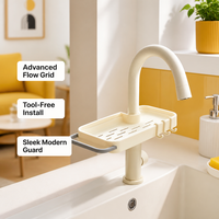 Organisateur de robinet de cuisine avec support pour éponge pour évier de cuisine et tuyau de salle de bain