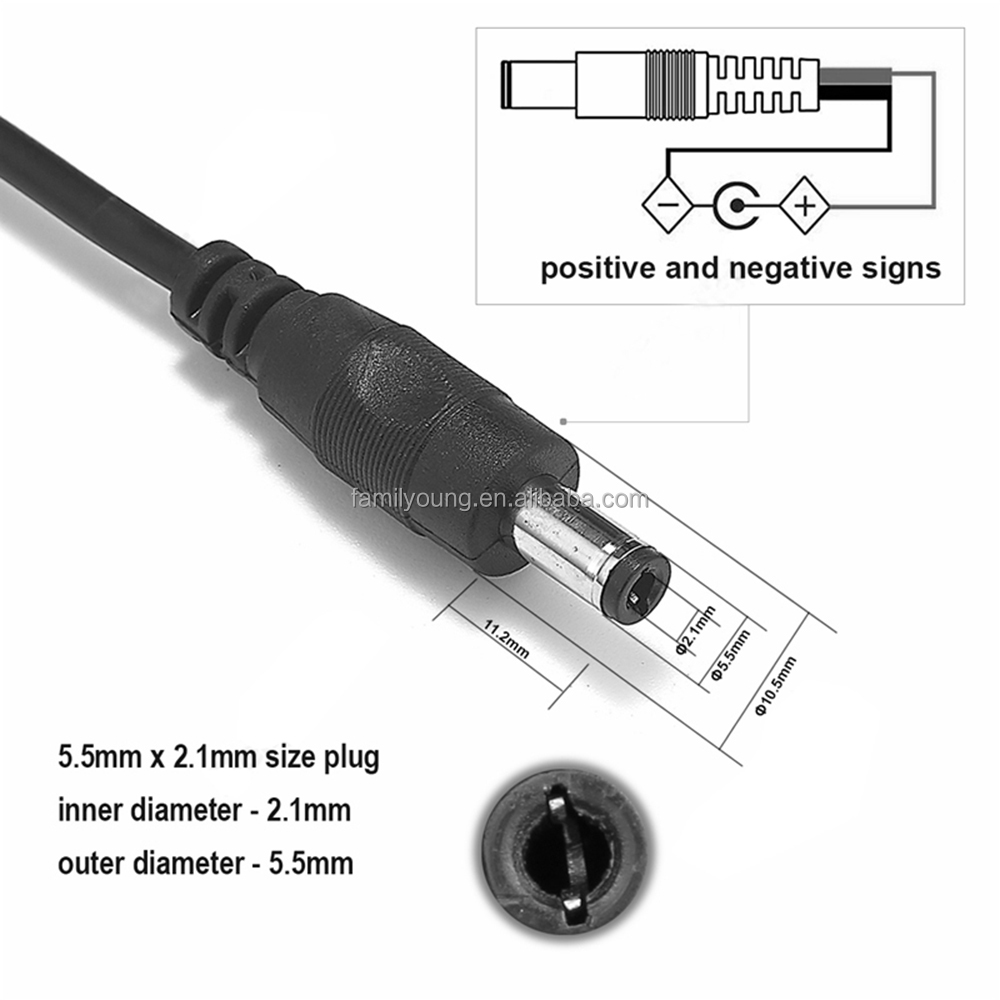DC Splitter Cable Riertostng DC Power Splitter Cable (2 Pack) - 1 Female To 2 Male Y Adapter, 5.5mm X 2.5mm, 18in For CCTV & LED Lights Low Power Equipment Adapter