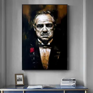 Lukisan Kanvas Aktor Gangster Klasik Film The Godfather Poster dan Cetakan Gambar Seni Dinding untuk Dekorasi Ruang Tamu Cuadro