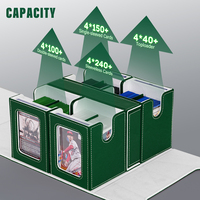 JUZI Vente en gros Boîte de rangement pour cartes TCG en cuir PU, étanche, avec plateau à dés, pour plus de 110 cartes, Boîte de deck Commander pour cartes TCG