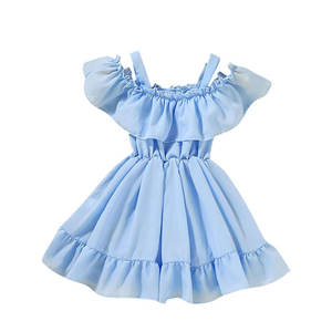 Robes pour filles sans manches en coton de couleur unie de haute qualité 2021 - Product Image 2