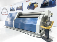 Mesin Pembengkok Plat Aluminium 4-Roll CNC W12NC, Mesin Penggulung Hidrolik Otomatis Penuh untuk Plat Tebal Silinder Kerucut 16mm
