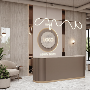 Mostrador de Recepción Plegable de Madera con Iluminación LED Moderna para Salones de Belleza, Hoteles, Hospitales, Uso en Exteriores - Muebles de Barbería de Fábrica - Product Image 2
