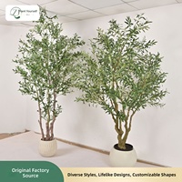 Arbre d'olivier artificiel transfrontalier en PVC de 200 cm, fait main, simulation, plante en pot sur pied, décoration intérieure