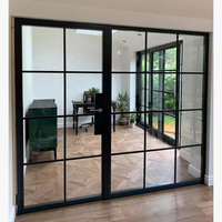 Balançoire interne en acier porte en verre français cloison de séparation de pièce mur en verre minimaliste cadre mince porte battante