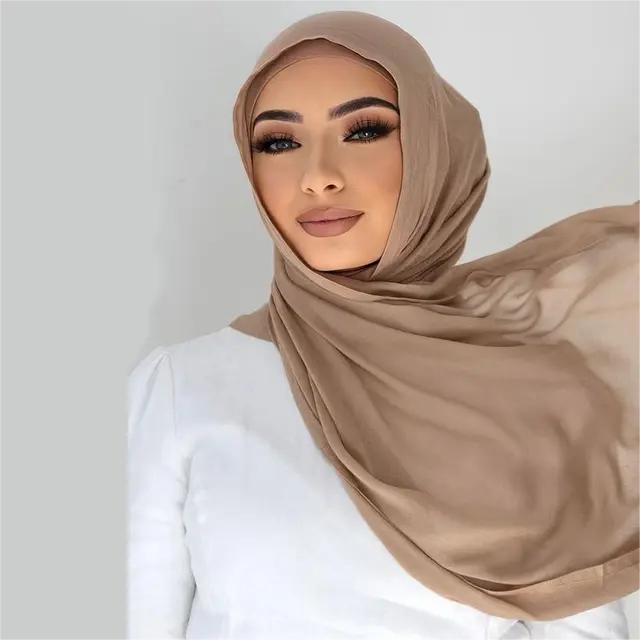 Viscose khăn hijab đôi khâu cạnh Đồng bằng cotton phương thức hồi giáo phụ nữ Khăn mềm nhẹ khăn choàng Rayon khăn hijab