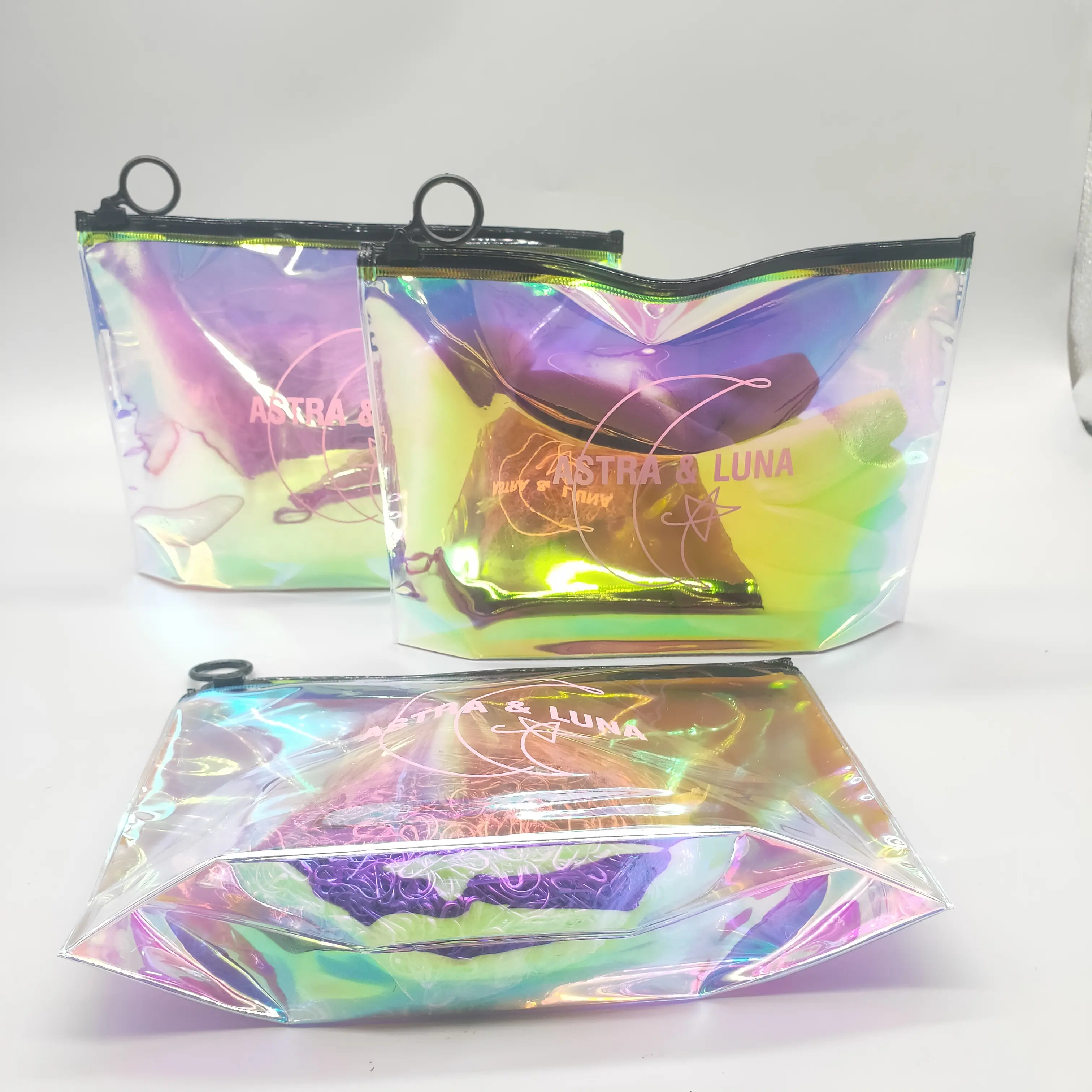 Atacado PVC Holográfico Maquiagem Viagem Bolsa Clara Transparente Sacos Cosméticos