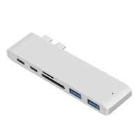 Hub USB C 7 en 1, double type C vers HDTV 4K, USB 3.0, Thunderbolt 3, lecteur de carte TF SD, station d'accueil pour Macbook Pro