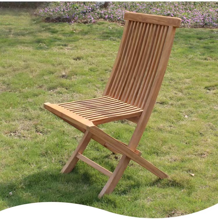 China manufacturer outdoor furniture hotel balcony patio teak wood garden folding chair