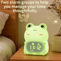 Horloge de table LED intelligente à piles avec veilleuse grenouille en silicone à écran tactile et changement de couleur pour la décoration intérieure