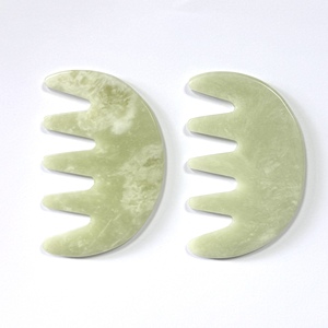 Milk Green Color Pure Xiuyu Jade Scalp Comb with Five Teeth for <b>Head</b> Care - Product Image 1