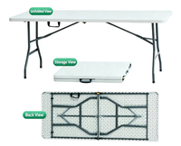 Table pliante rectangulaire en plastique robuste, pliable en deux, pour banquets, fêtes, pique-niques, événements extérieurs et traiteurs