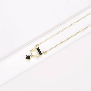 CM perhiasan grosir <span class=keywords><strong>14k</strong></span> liontin kalung emas hadiah laminado oro untuk wanita rantai kerah zircon hitam negra cinta liontin kucing - Product Image 4