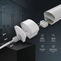 Lumière LED étanche IP67, résistante aux intempéries, avec capteur de mouvement à micro-ondes, 140lm/W, 50000H, SMD2835, pour entrepôt, supermarché, éclairage industriel
