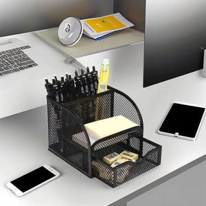 Mesh <b>Marker</b> Holder 4 Divided Compartments Office Makeup Brushes Holder Stationery Storage Home Office Supplies <b>Pen</b> Organizer - Product Image 4